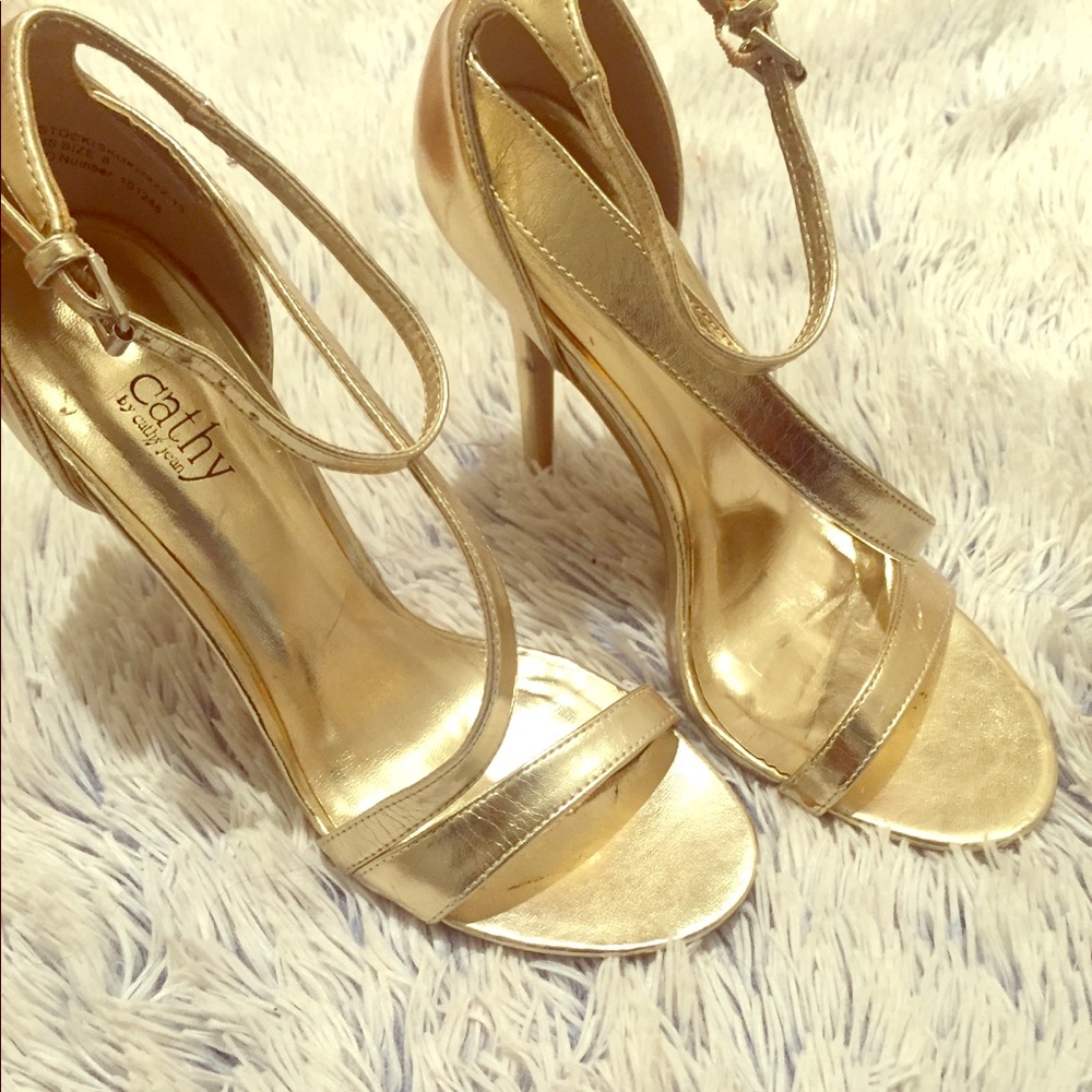 Cathy Jean gold heel sandal